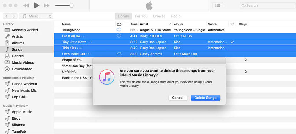 刪除 iTunes 資料庫中的音樂